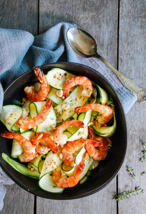 Courgette and prawn tagliatelle