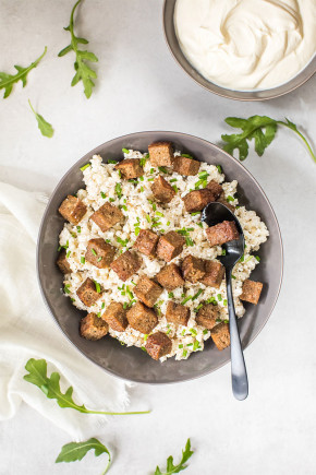 Gerstengrütze mit Schafskäse und Tempeh